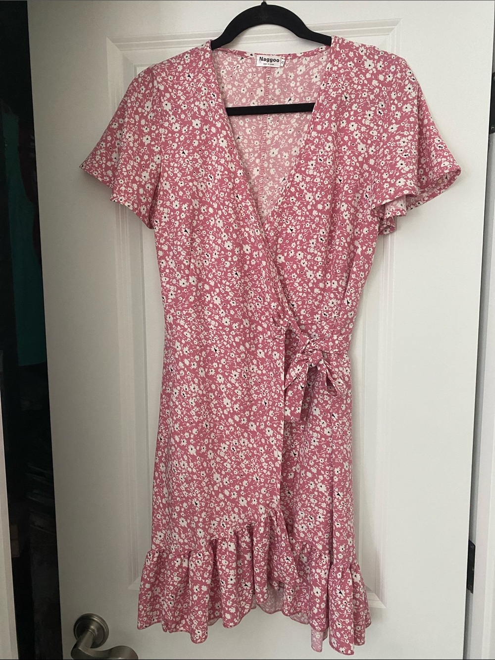 NWOT Pink Floral Wrap Dress